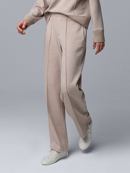 Simply Vera Vera Wang Pants - Simply Vera Vera Wang Taupe Knit Wide-Leg Pants Women L